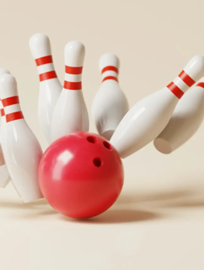 bowling pins and ball